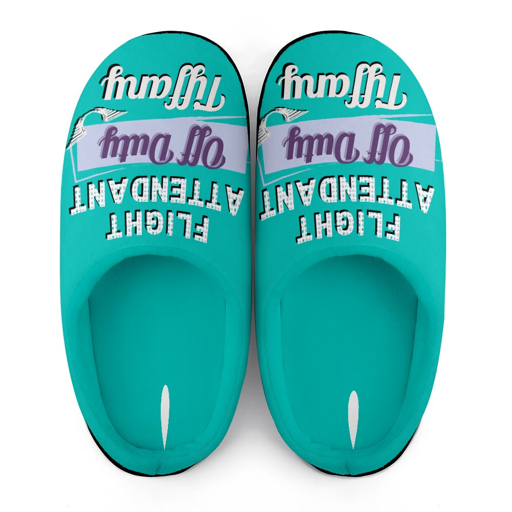 Flight Attendant Mint House Shoe Slippers | Custom Slippers | Robe and Slipper Gift Sets for Women | Cute Slippers for Adults | House Shoes with Patterns