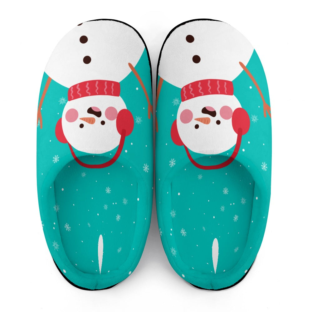 Mint Snowman House Shoe Slippers | Custom Slippers | Robe and Slipper Gift Sets for Women | Cute Slippers for Adults | House Shoes with Patterns