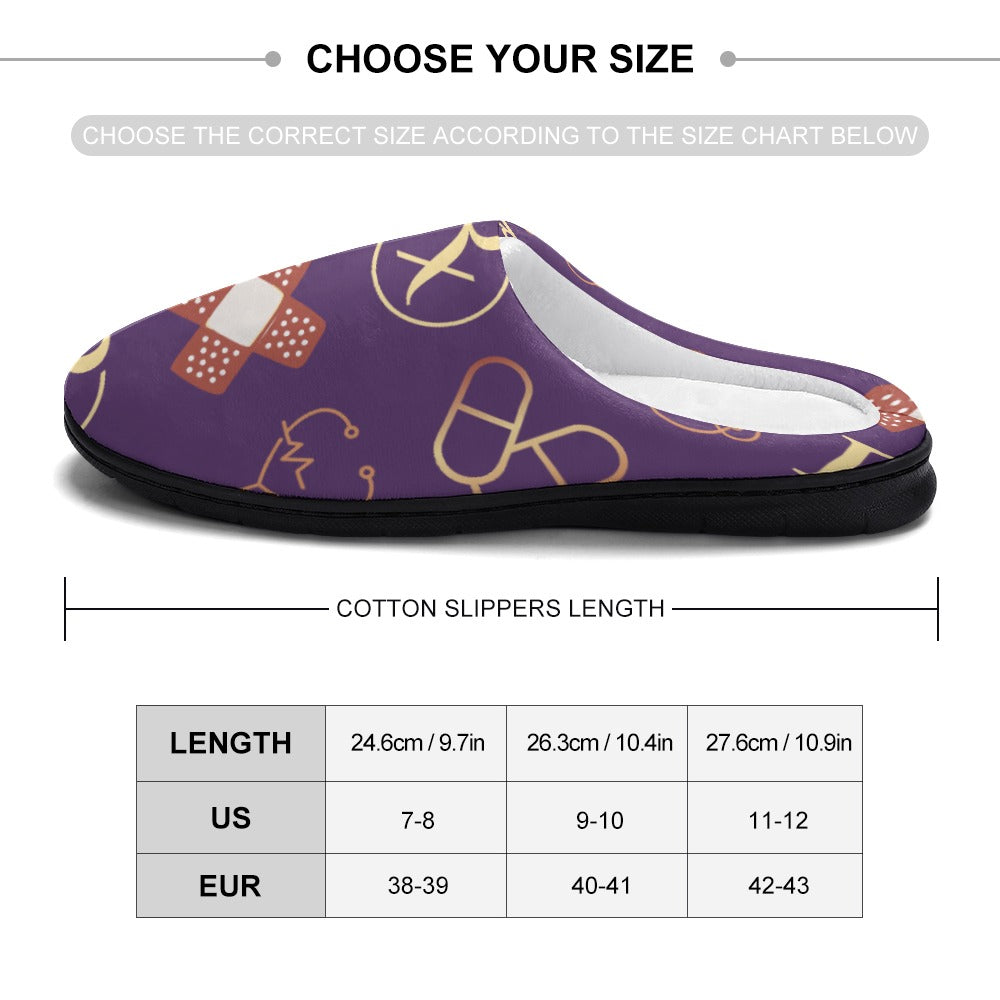 Pharmacist Bandaid Purple House Shoe Slippers | Custom | Personalized House Shoes | Healthcare Worker Bedroom Shoes | Robe and Slipper Gift Sets for Women