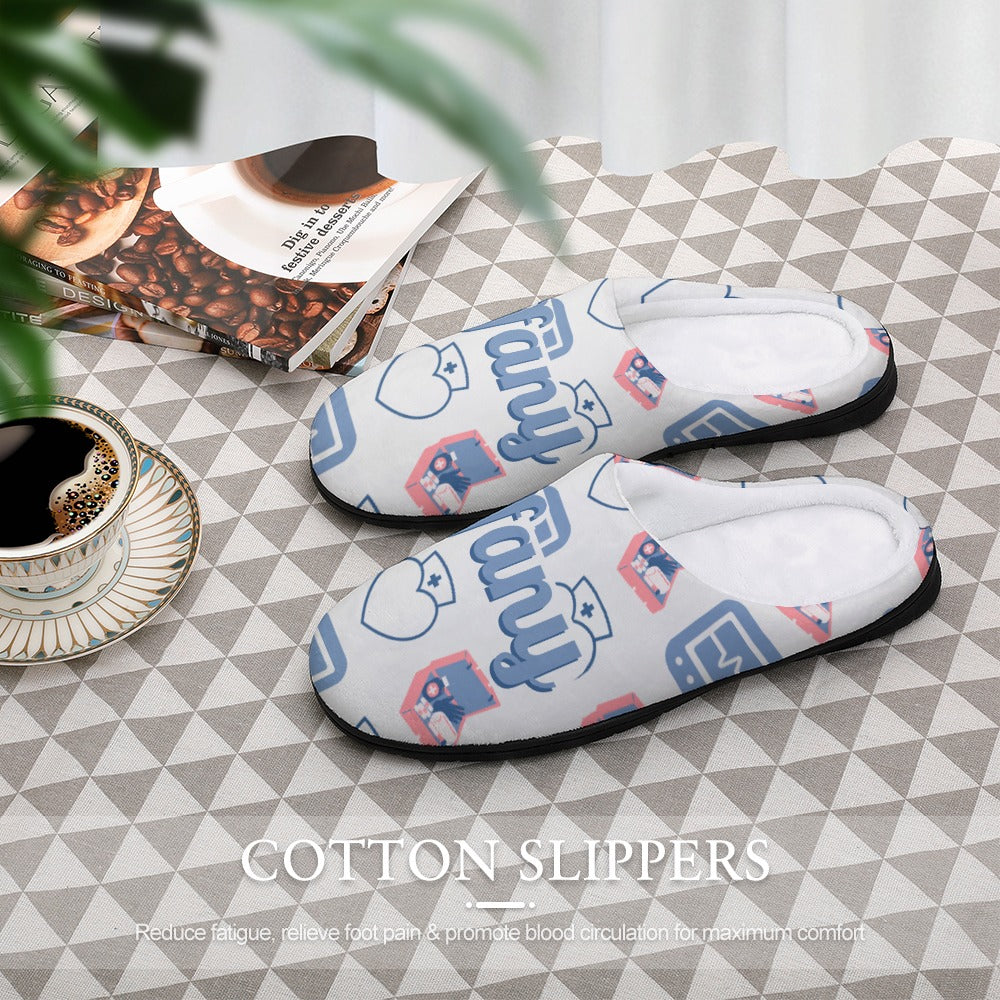 Nurse EKG White House Shoe Slippers | Custom | Personalized House Shoes | Healthcare Worker Bedroom Shoes | Robe and Slipper Gift Sets for Women