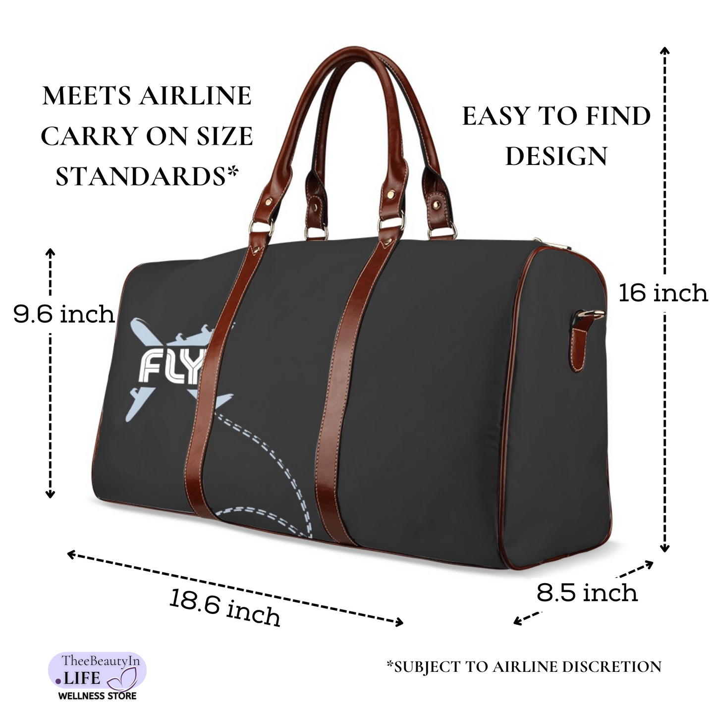 Duffel Bag - Fly Travelers Airplane | Carry On Bags and Luggage | Flight Aesthetic Tote | Red Overnight Bag | Black Weekend Vacation Duffle | Gift for Flight Attendants | Retirement Gift Ideas for Women