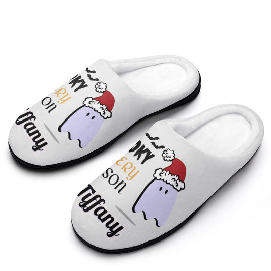 Spooky Season Holiday White House Shoe Slippers | Custom Slippers | Robe and Slipper Gift Sets for Women | Cute Slippers for Adults | House Shoes with Patterns