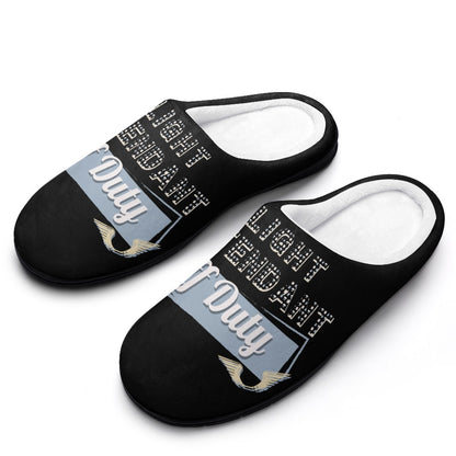 Flight Attendant Black House Shoe Slippers | Custom Slippers | Robe and Slipper Gift Sets for Women | Cute Slippers for Adults | House Shoes with Patterns