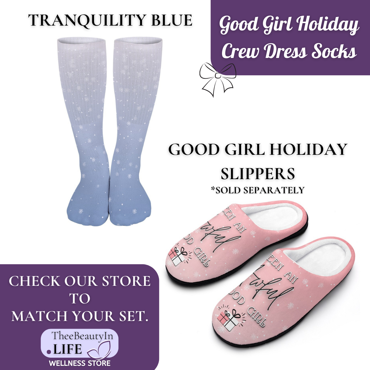 Good Girl Crew Dress Socks | Christmas Themed Crew Socks | Fun Ombre Socks for Women | Moisture Wicking Socks | Holiday Mid Calf Socks