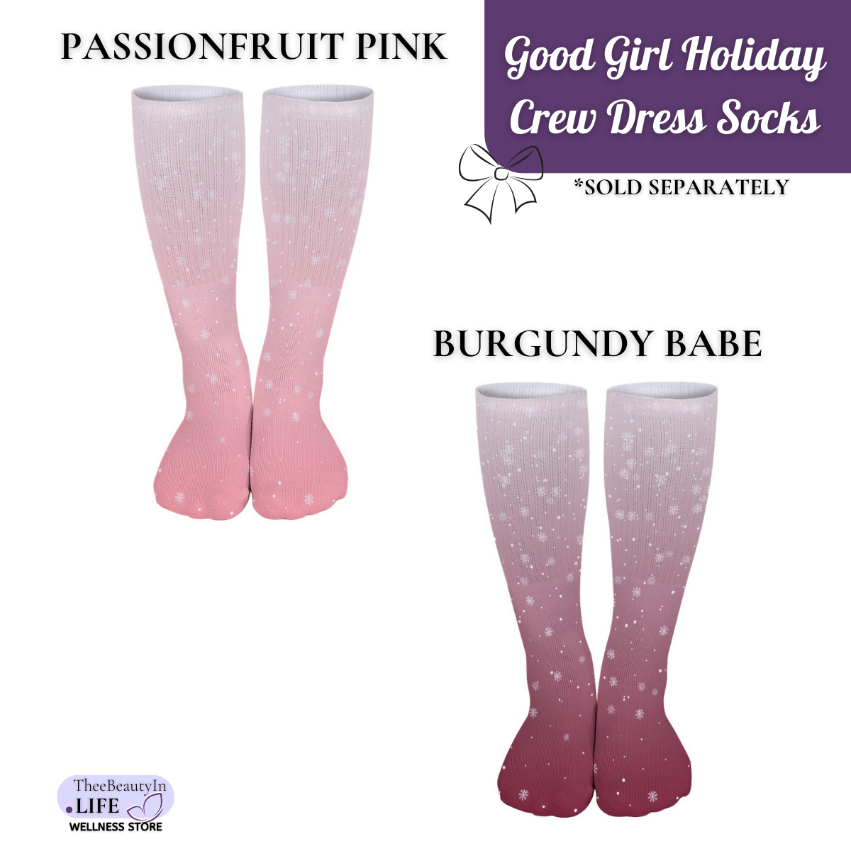 Good Girl Crew Dress Socks | Christmas Themed Crew Socks | Fun Ombre Socks for Women | Moisture Wicking Socks | Holiday Mid Calf Socks