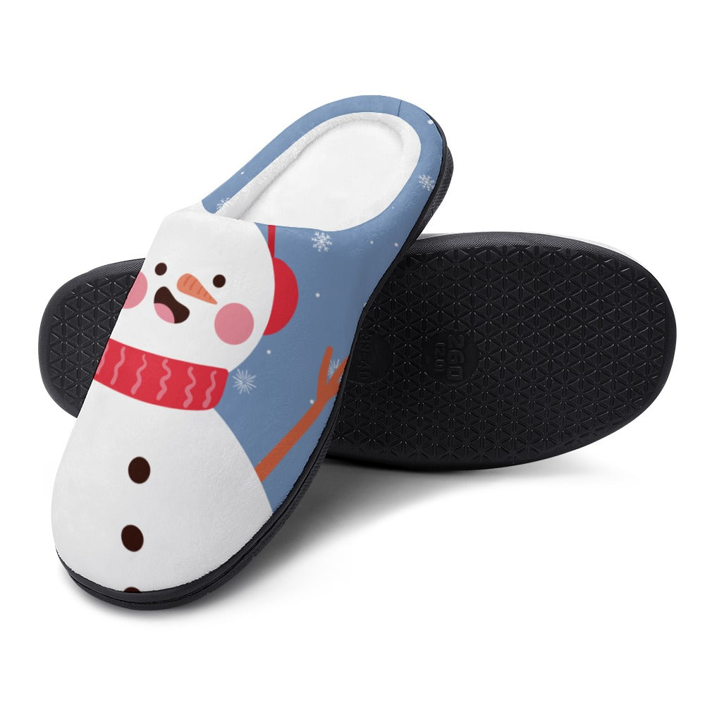 Blue Snowman House Shoe Slippers  | Custom Slippers | Robe and Slipper Gift Sets for Women | Cute Slippers for Adults | House Shoes with Patterns