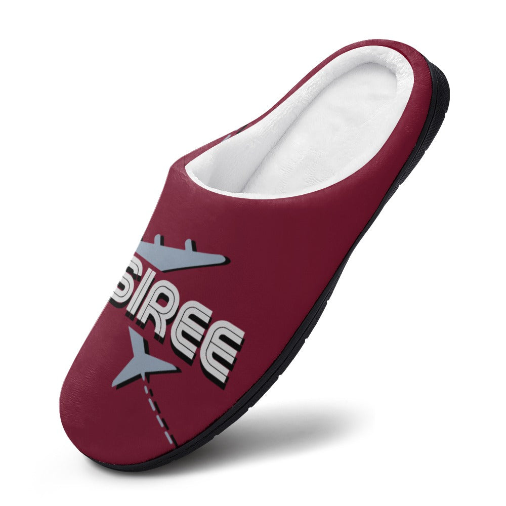 Flight Travelers Burgundy House Shoe Slippers | Gifts for Flight Attendants | Gifts for Pilots | Custom Slippers | Vacation Bedroom Shoes | Personalized Gift Sets