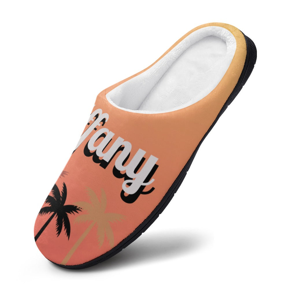 Sunset Palms House Shoe Slippers | Custom Slippers | Tropical Bedroom Shoes | Robe and Slipper Gift Sets for Women | Personalized House Shoes