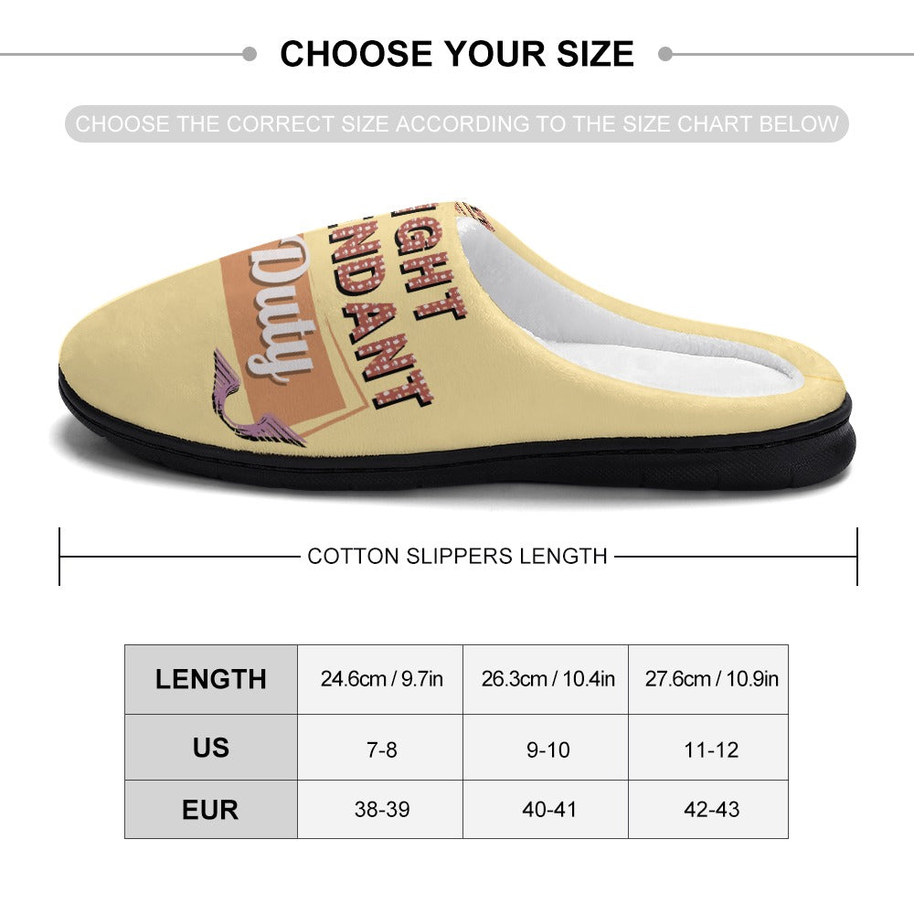 Flight Attendant Yellow House Shoe Slippers | Custom Slippers | Robe and Slipper Gift Sets for Women | Cute Slippers for Adults | House Shoes with Patterns