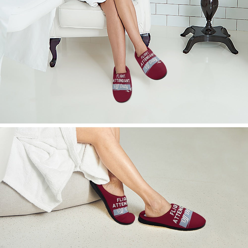 Flight Attendant Burgundy House Shoe Slippers | Custom Slippers | Robe and Slipper Gift Sets for Women | Cute Slippers for Adults | House Shoes with Patterns