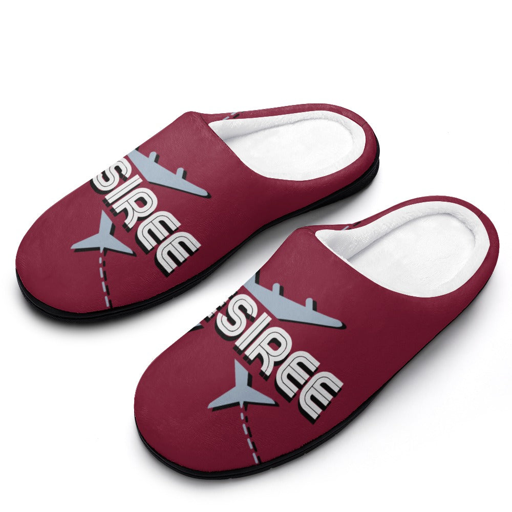 Flight Travelers Burgundy House Shoe Slippers | Gifts for Flight Attendants | Gifts for Pilots | Custom Slippers | Vacation Bedroom Shoes | Personalized Gift Sets