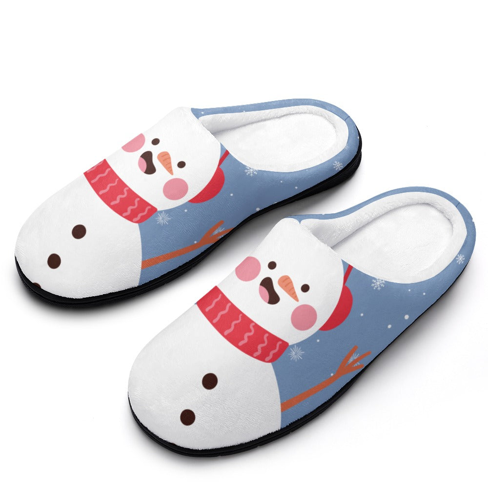 Blue Snowman House Shoe Slippers  | Custom Slippers | Robe and Slipper Gift Sets for Women | Cute Slippers for Adults | House Shoes with Patterns