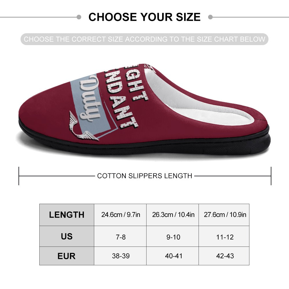 Flight Attendant Burgundy House Shoe Slippers | Custom Slippers | Robe and Slipper Gift Sets for Women | Cute Slippers for Adults | House Shoes with Patterns