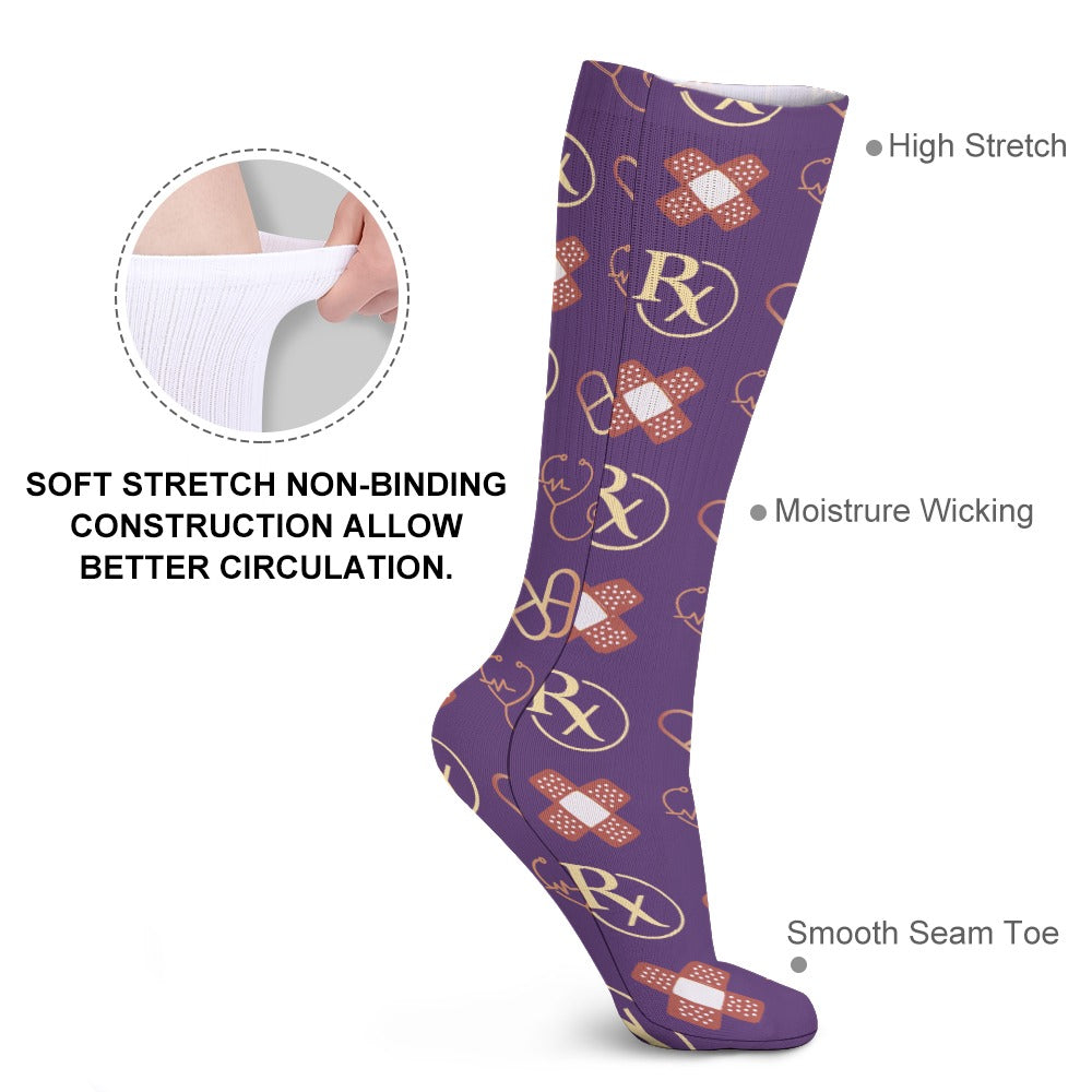 Pharmacist Bandaid Crew Dress Socks | Fun Gifts for Pharmacists, Nurses, and Doctors | Gifts for Pharmacy Technicians | Medical Student Graduation Gifts | Healthcare Worker Stocking Stuffers | Pharmacology Themed Socks