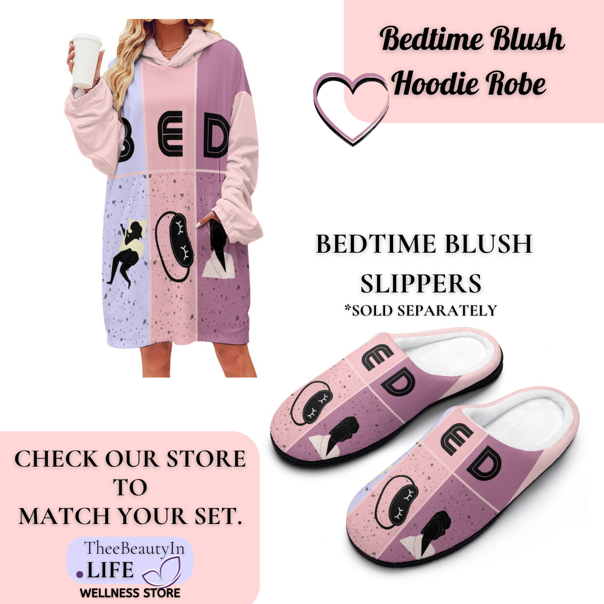 Bedtime Blush Silky Satin Robe | Custom Satin Robe | Personalized Gifts | Comfortwear | Bath Robe Kimono and Slipper Sets for Women