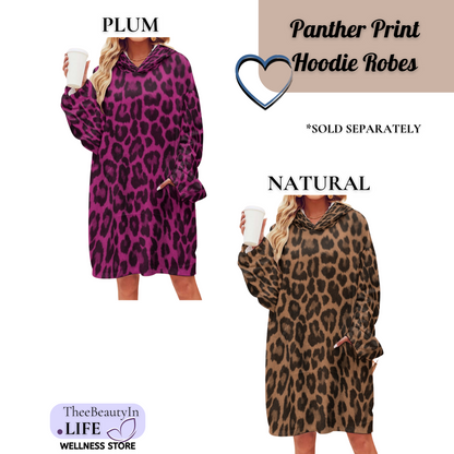 Panther Print Hoodie Robe | Custom Blanket with Sleeves and Pockets | Portable Travel Blanket |  Personalized Sweatshirt Security Blanket | Leopard Blanket | Personal Blanket