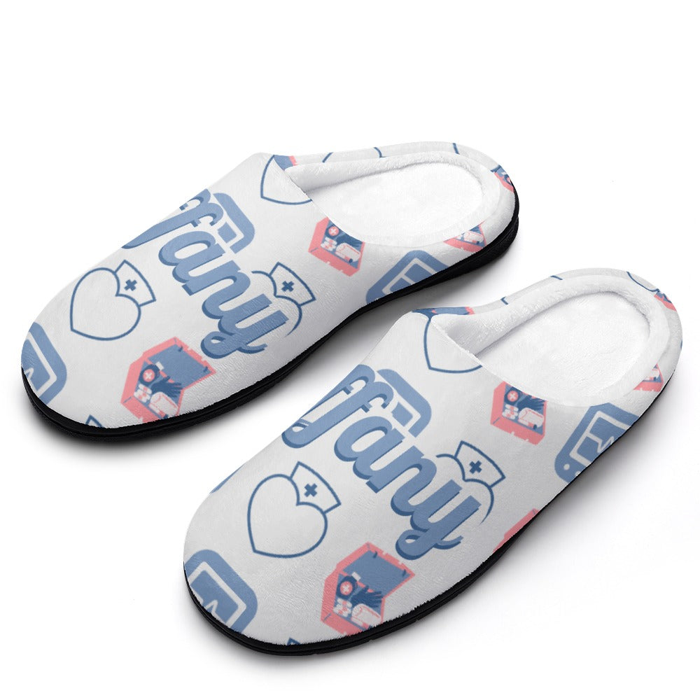 Nurse EKG White House Shoe Slippers | Custom | Personalized House Shoes | Healthcare Worker Bedroom Shoes | Robe and Slipper Gift Sets for Women