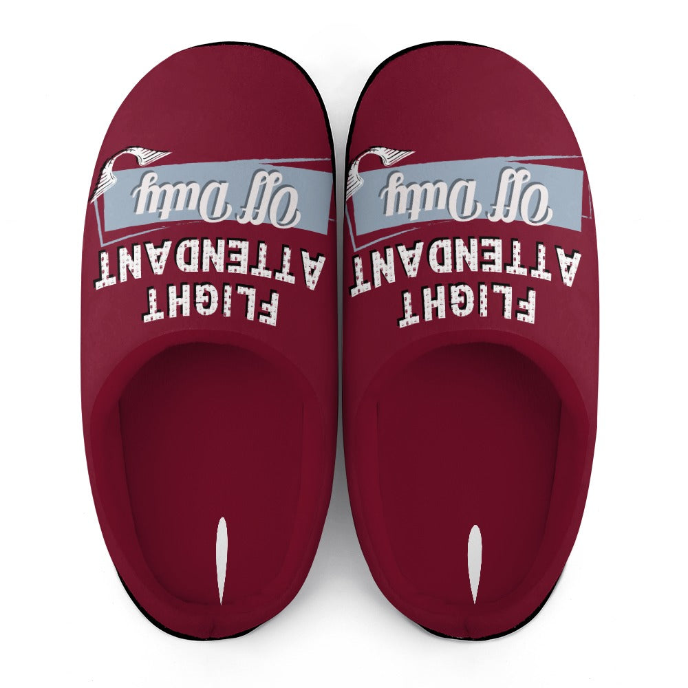 Flight Attendant Burgundy House Shoe Slippers | Custom Slippers | Robe and Slipper Gift Sets for Women | Cute Slippers for Adults | House Shoes with Patterns