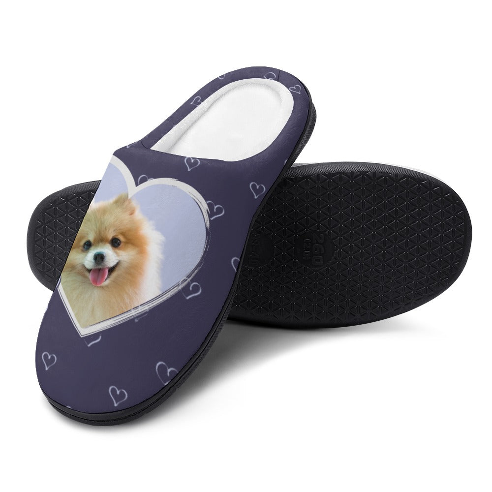 My Dog Custom House Shoe Slippers | Custom Dog Slippers for Women | Black Slippers for Dog Owners | Pet Sympathy Gift | Animal Slippers with Picture