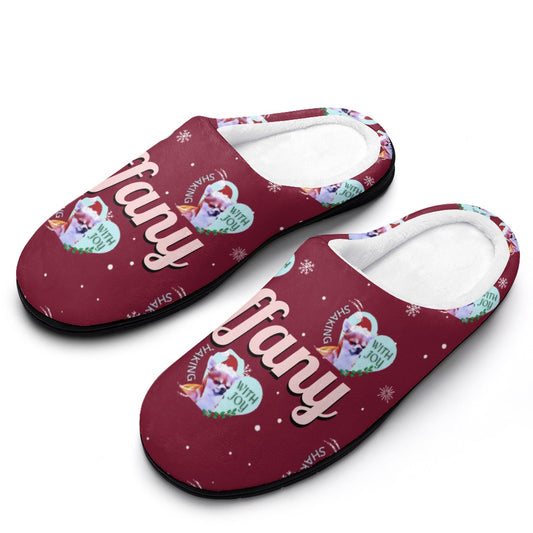 Chihuahua Holiday Burgundy House Shoe Slippers | Custom Slippers | Robe and Slipper Gift Sets for Women | Cute Slippers for Adults | House Shoes with Patterns