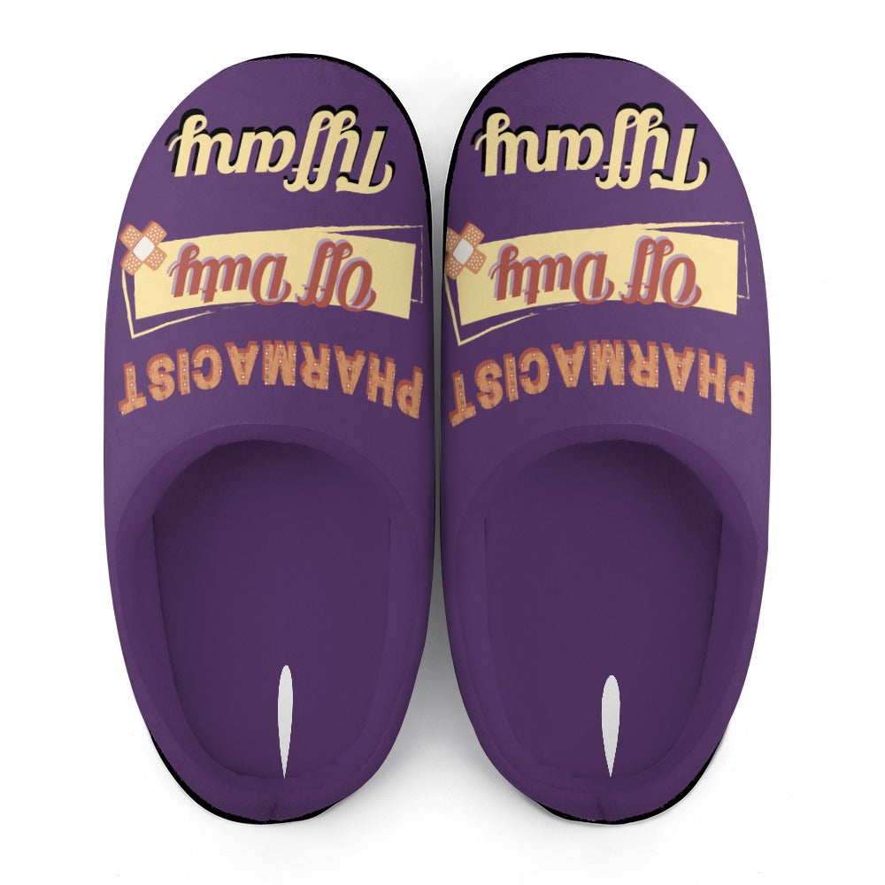 Pharmacist Day Off Purple House Shoe Slippers | Custom | Personalized House Shoes | Healthcare Worker Bedroom Shoes | Robe and Slipper Gift Sets for Women