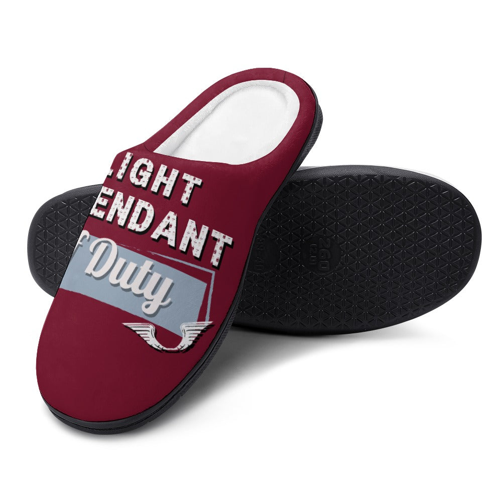 Flight Attendant Burgundy House Shoe Slippers | Custom Slippers | Robe and Slipper Gift Sets for Women | Cute Slippers for Adults | House Shoes with Patterns