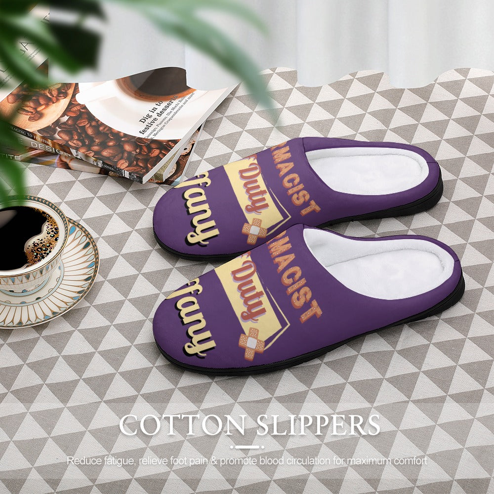 Pharmacist Day Off Purple House Shoe Slippers | Custom | Personalized House Shoes | Healthcare Worker Bedroom Shoes | Robe and Slipper Gift Sets for Women