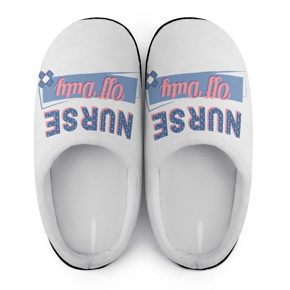 Nurse Bandaid White House Shoe Slippers | Custom | Personalized House Shoes | Healthcare Worker Bedroom Shoes | Graduation Gift Sets for Women