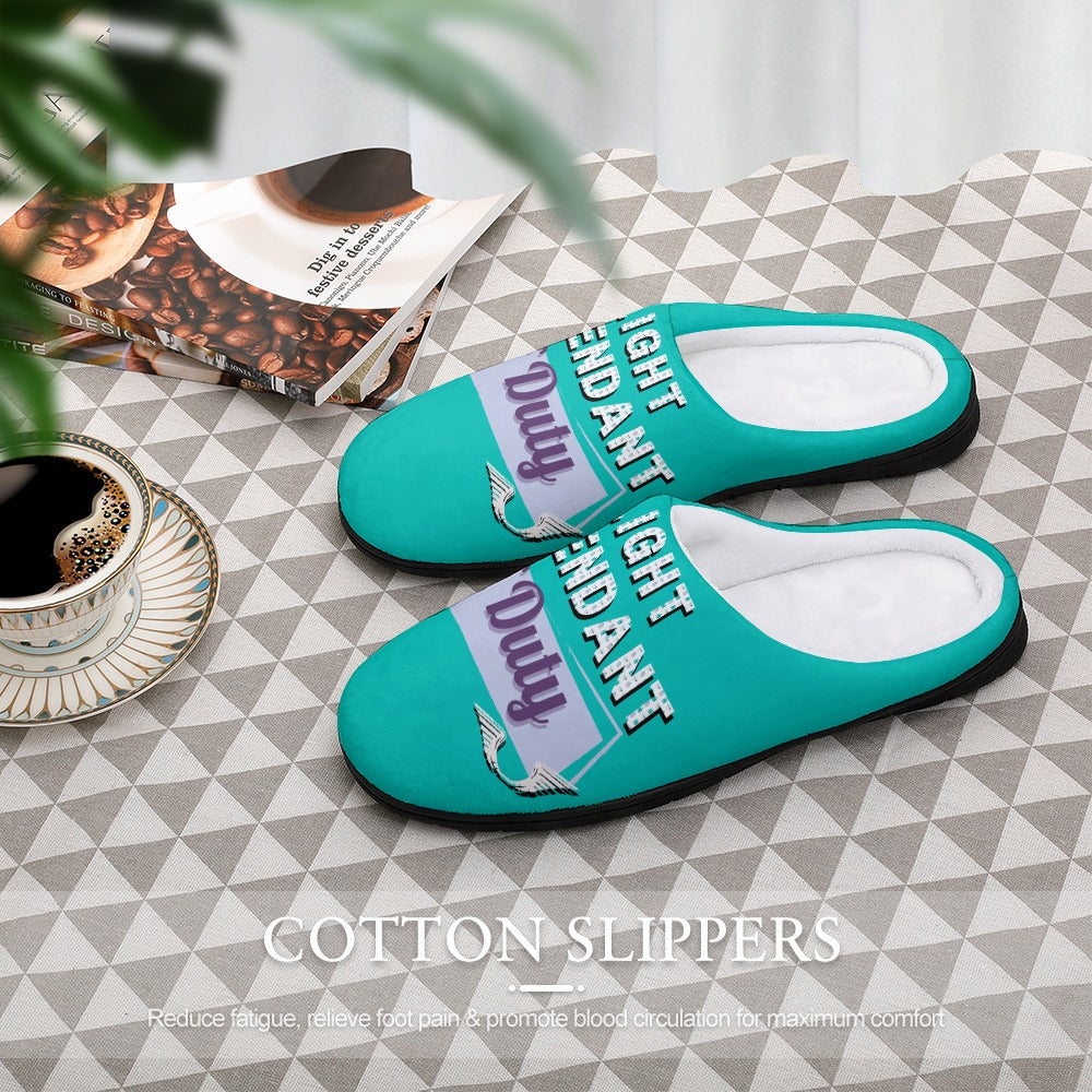 Flight Attendant Mint House Shoe Slippers | Custom Slippers | Robe and Slipper Gift Sets for Women | Cute Slippers for Adults | House Shoes with Patterns