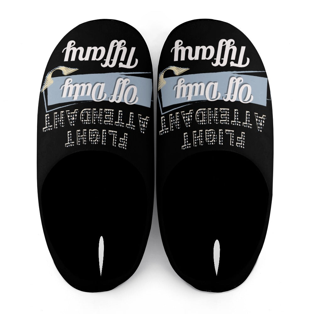 Flight Attendant Black House Shoe Slippers | Custom Slippers | Robe and Slipper Gift Sets for Women | Cute Slippers for Adults | House Shoes with Patterns