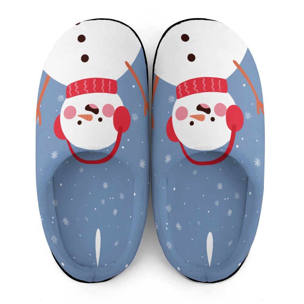 Blue Snowman House Shoe Slippers  | Custom Slippers | Robe and Slipper Gift Sets for Women | Cute Slippers for Adults | House Shoes with Patterns