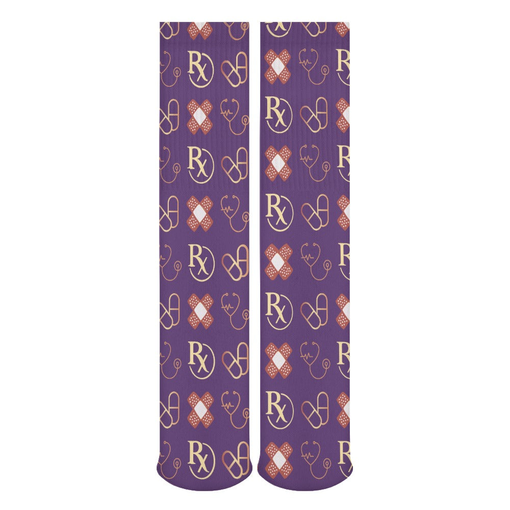 Pharmacist Bandaid Crew Dress Socks | Fun Gifts for Pharmacists, Nurses, and Doctors | Gifts for Pharmacy Technicians | Medical Student Graduation Gifts | Healthcare Worker Stocking Stuffers | Pharmacology Themed Socks