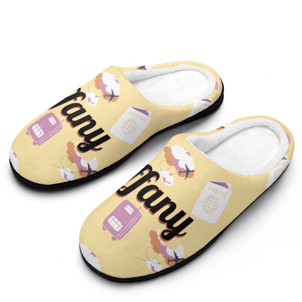 Travelers Yellow House Shoe Slippers | Gifts for Flight Attendants | Gifts for Pilots | Custom Slippers | Personalized Gift Sets