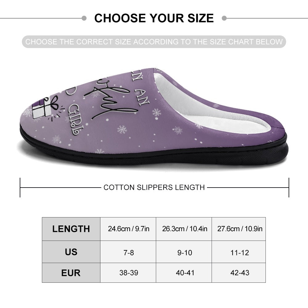 Good Girl Holiday Purple House Shoe Slippers | Cute Women's Slippers With Sole | Custom Slippers Christmas Gifts | Slippers With Name