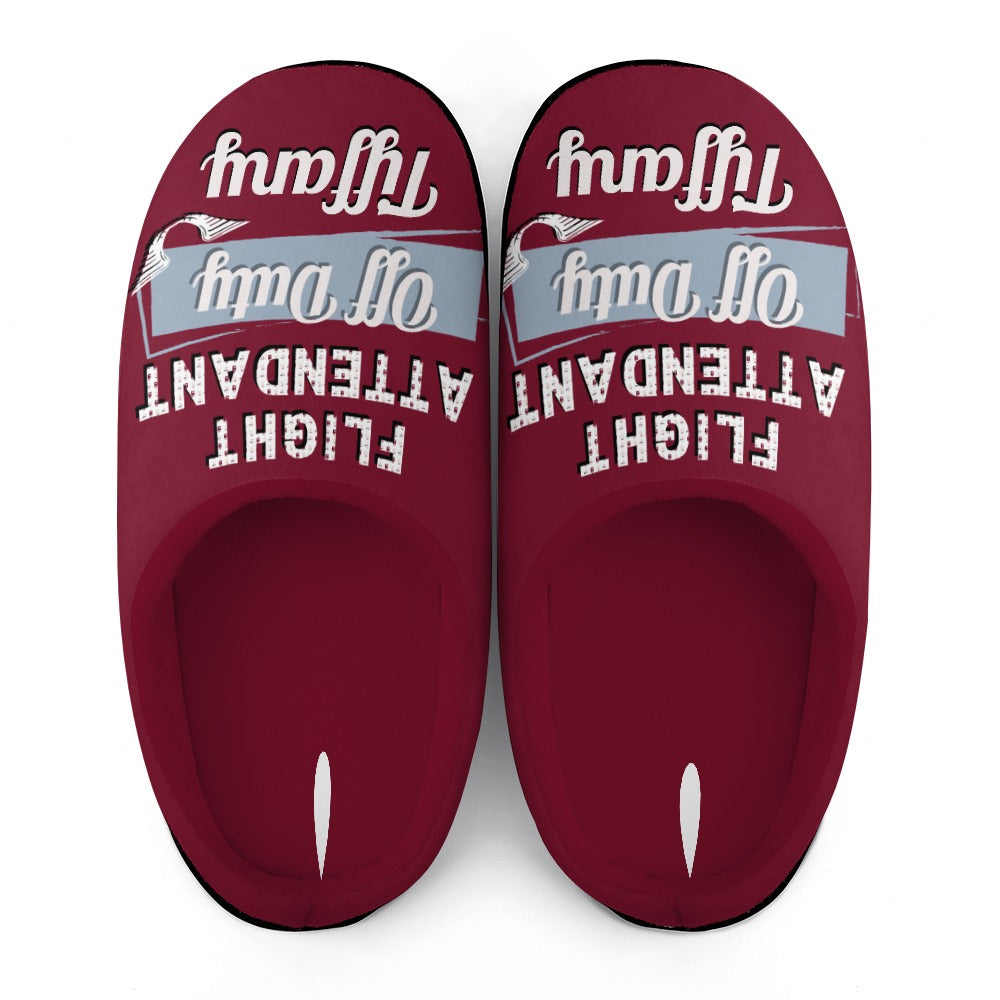 Flight Attendant Burgundy House Shoe Slippers | Custom Slippers | Robe and Slipper Gift Sets for Women | Cute Slippers for Adults | House Shoes with Patterns