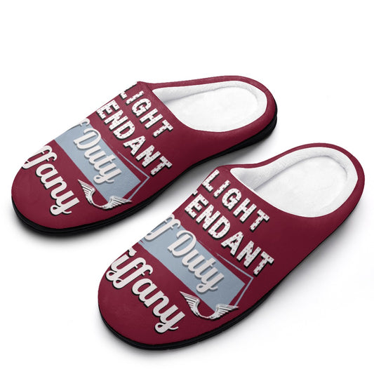 Flight Attendant Burgundy House Shoe Slippers | Custom Slippers | Robe and Slipper Gift Sets for Women | Cute Slippers for Adults | House Shoes with Patterns